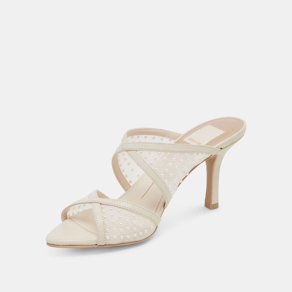 Dolce Vita Mandel Pearl Mesh Women Heels Cream | US-673491LPS