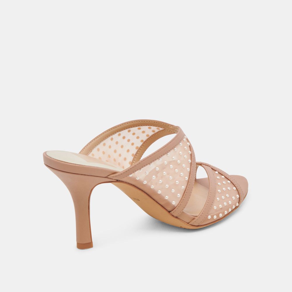 Dolce Vita Mandel Pearl Mesh Women Heels Brown | US-390741VTI