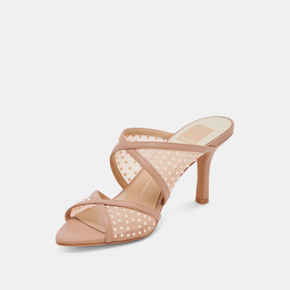 Dolce Vita Mandel Pearl Mesh Women Heels Brown | US-390741VTI