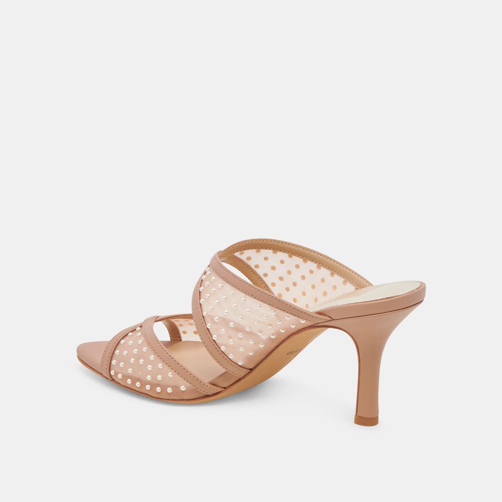 Dolce Vita Mandel Pearl Mesh Women Heels Brown | US-390741VTI