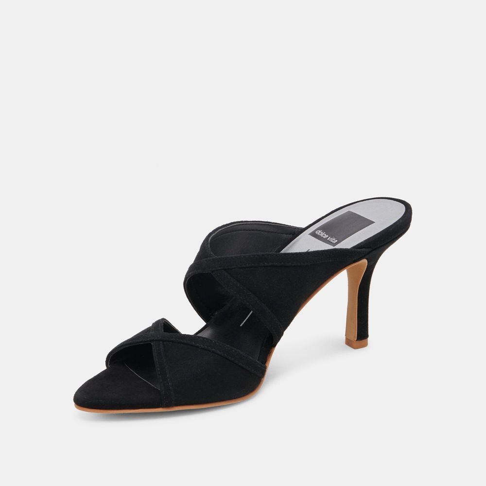 Dolce Vita Mandel Suede Women Heels Black | US-032469ETW