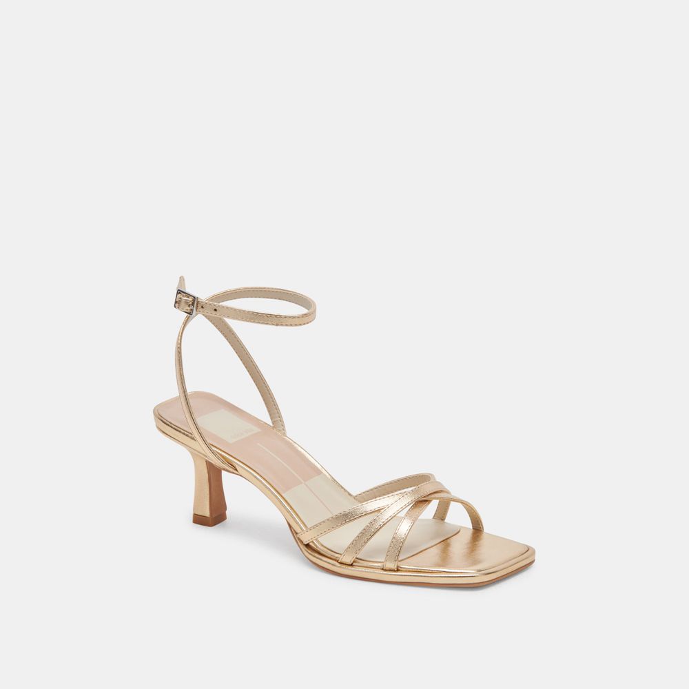 Dolce Vita Manji Leather Women Heels Light Gold | US-170548QEF