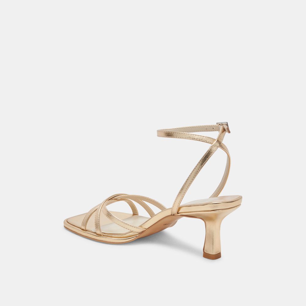 Dolce Vita Manji Leather Women Heels Light Gold | US-170548QEF