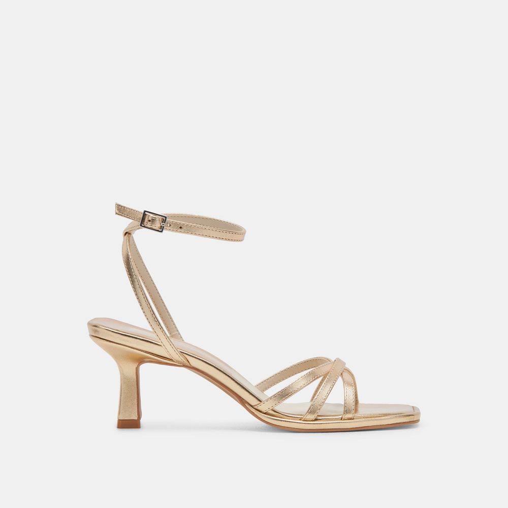 Dolce Vita Manji Leather Women Heels Light Gold | US-170548QEF