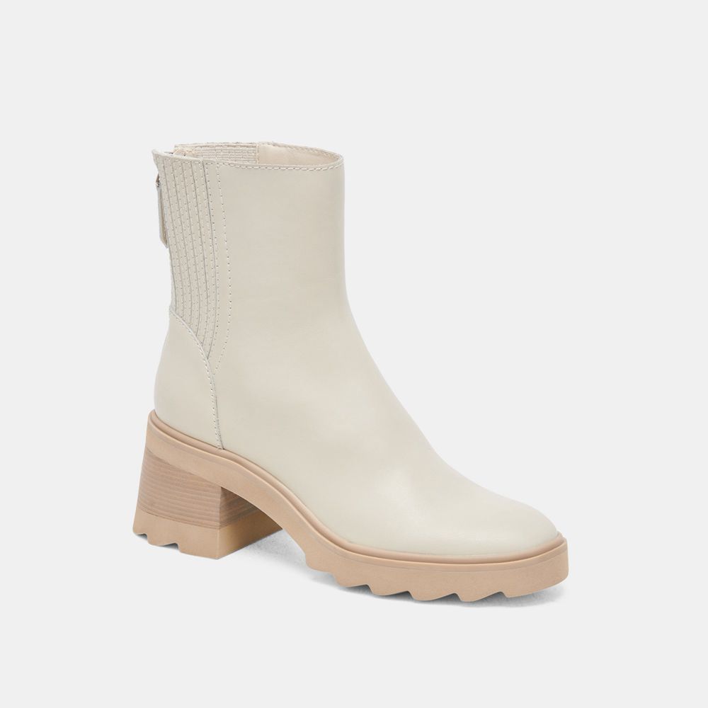 Dolce Vita Martey H2O Wide Leather Women Boots Cream | US-438169ILU