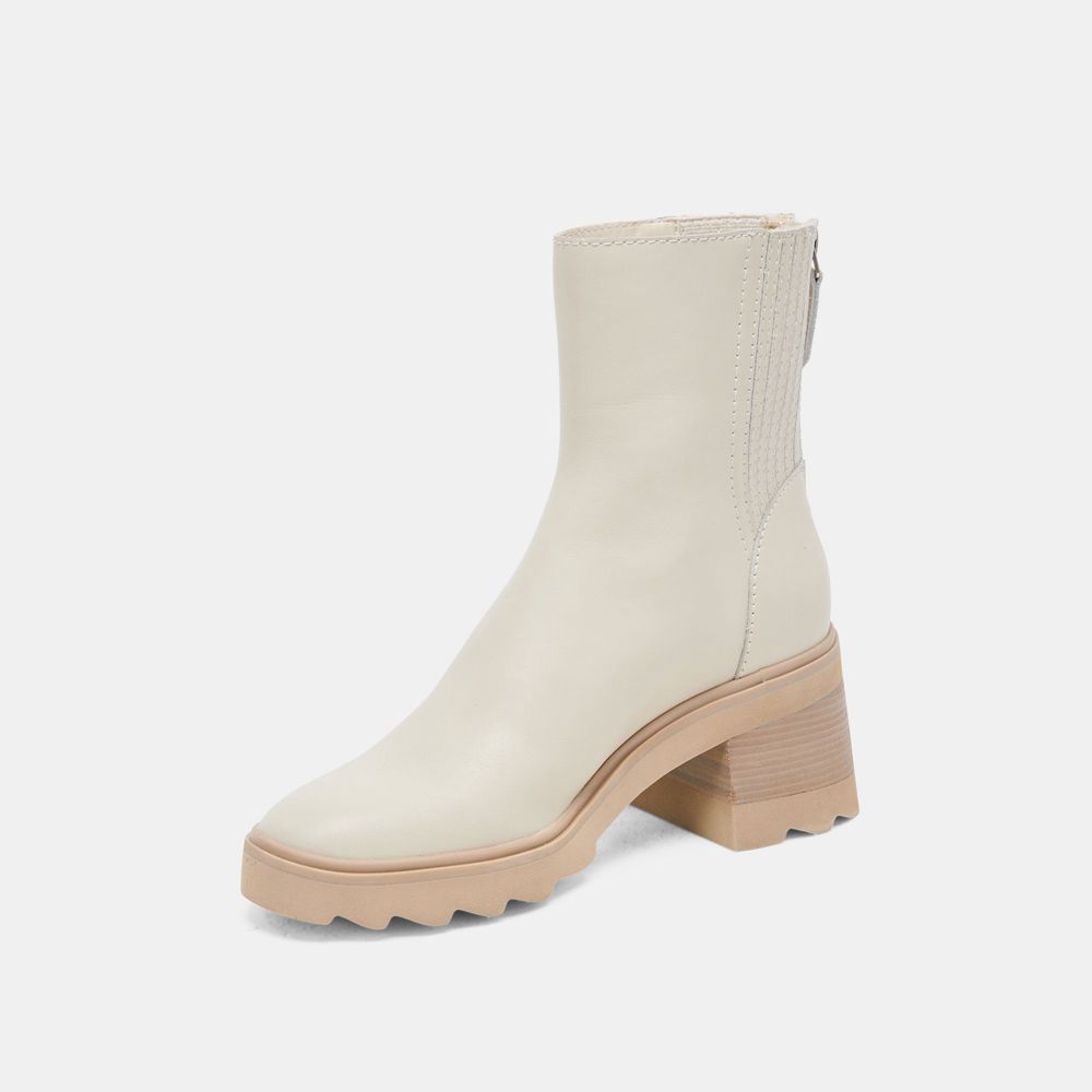 Dolce Vita Martey H2O Wide Leather Women Boots Cream | US-438169ILU