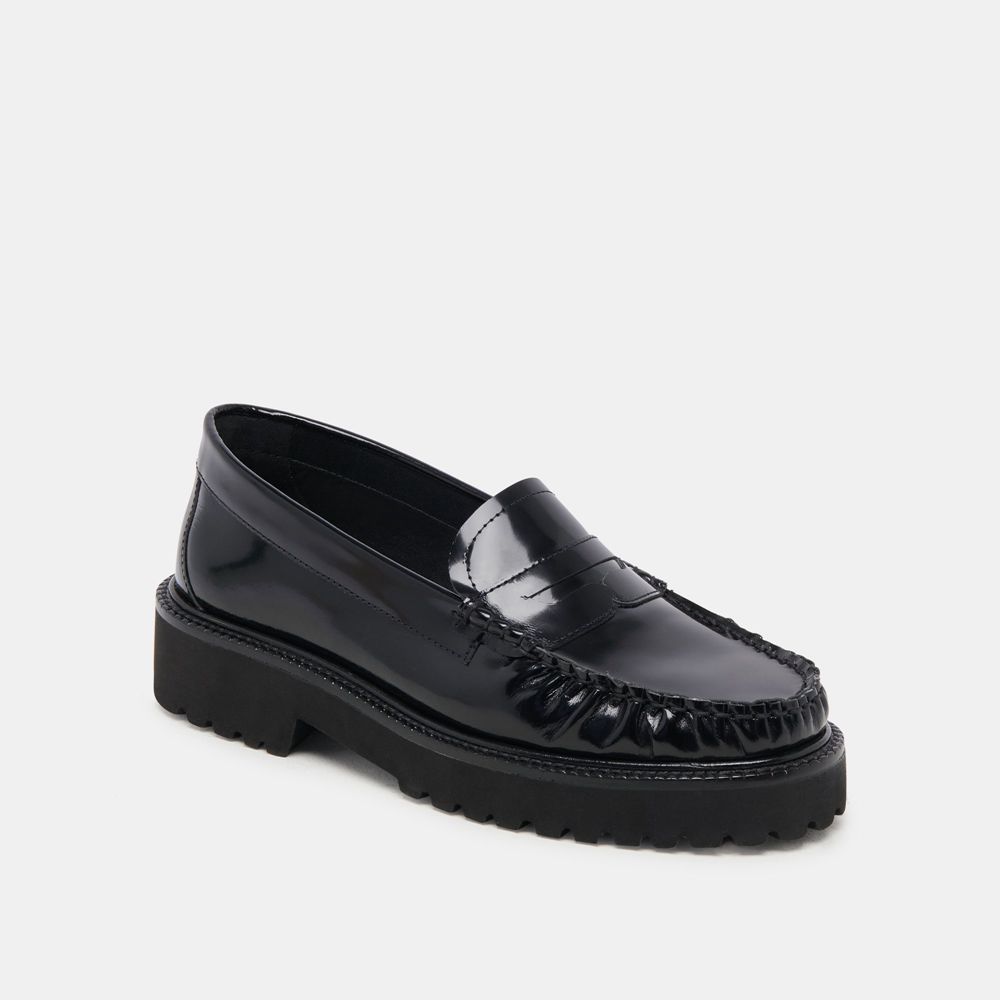 Dolce Vita Maxwell Leather Women Loafers Black | US-856710CLD