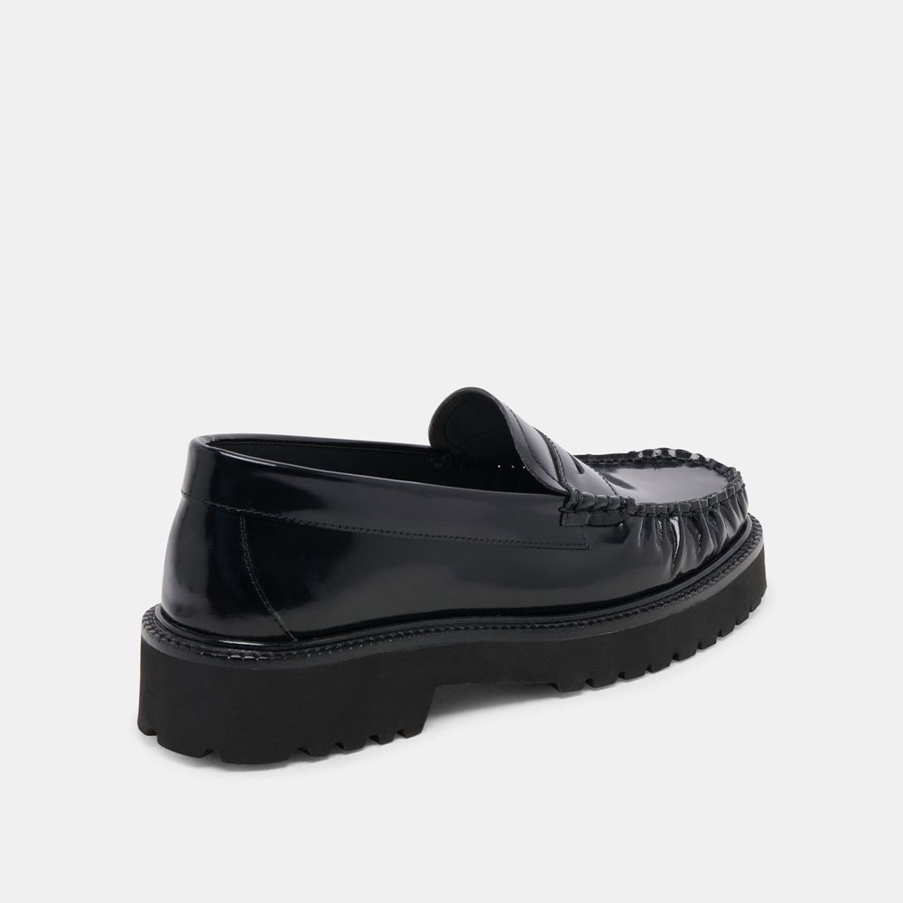 Dolce Vita Maxwell Leather Women Loafers Black | US-856710CLD