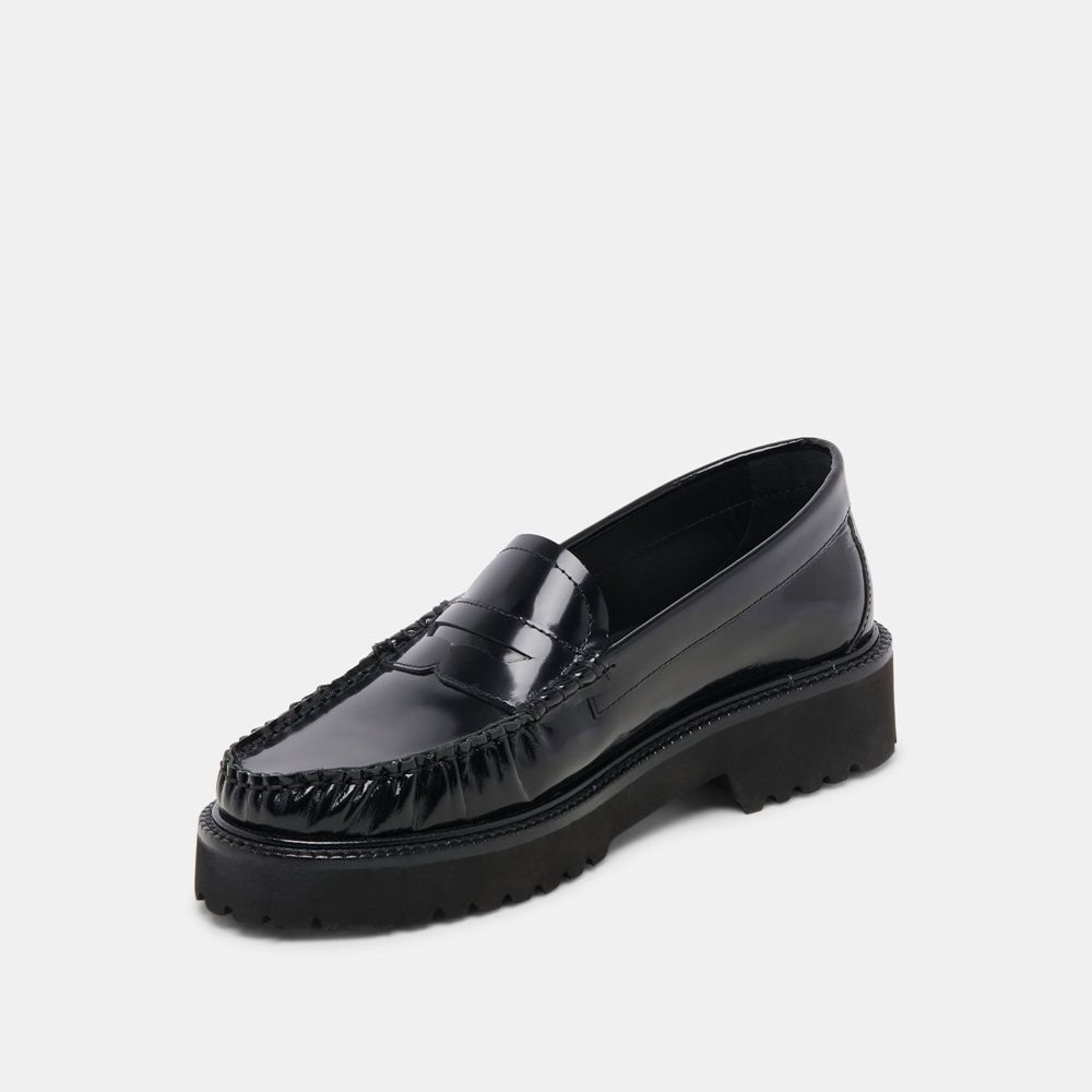 Dolce Vita Maxwell Leather Women Loafers Black | US-856710CLD