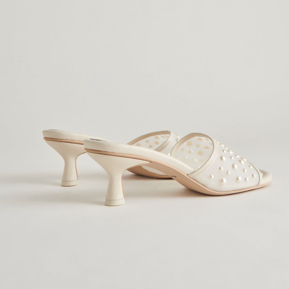 Dolce Vita Meeza Pearl Mesh Women Heels Cream | US-497613NDP