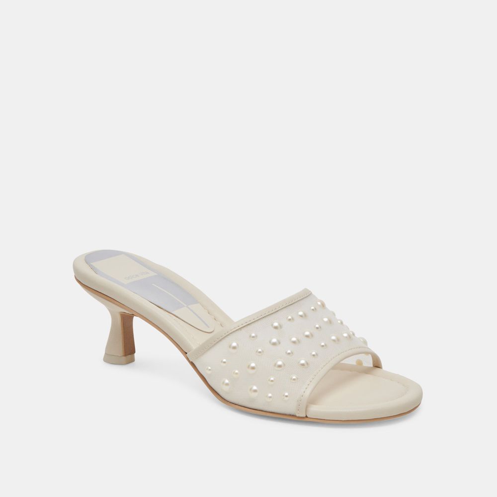 Dolce Vita Meeza Pearl Mesh Women Heels Cream | US-497613NDP