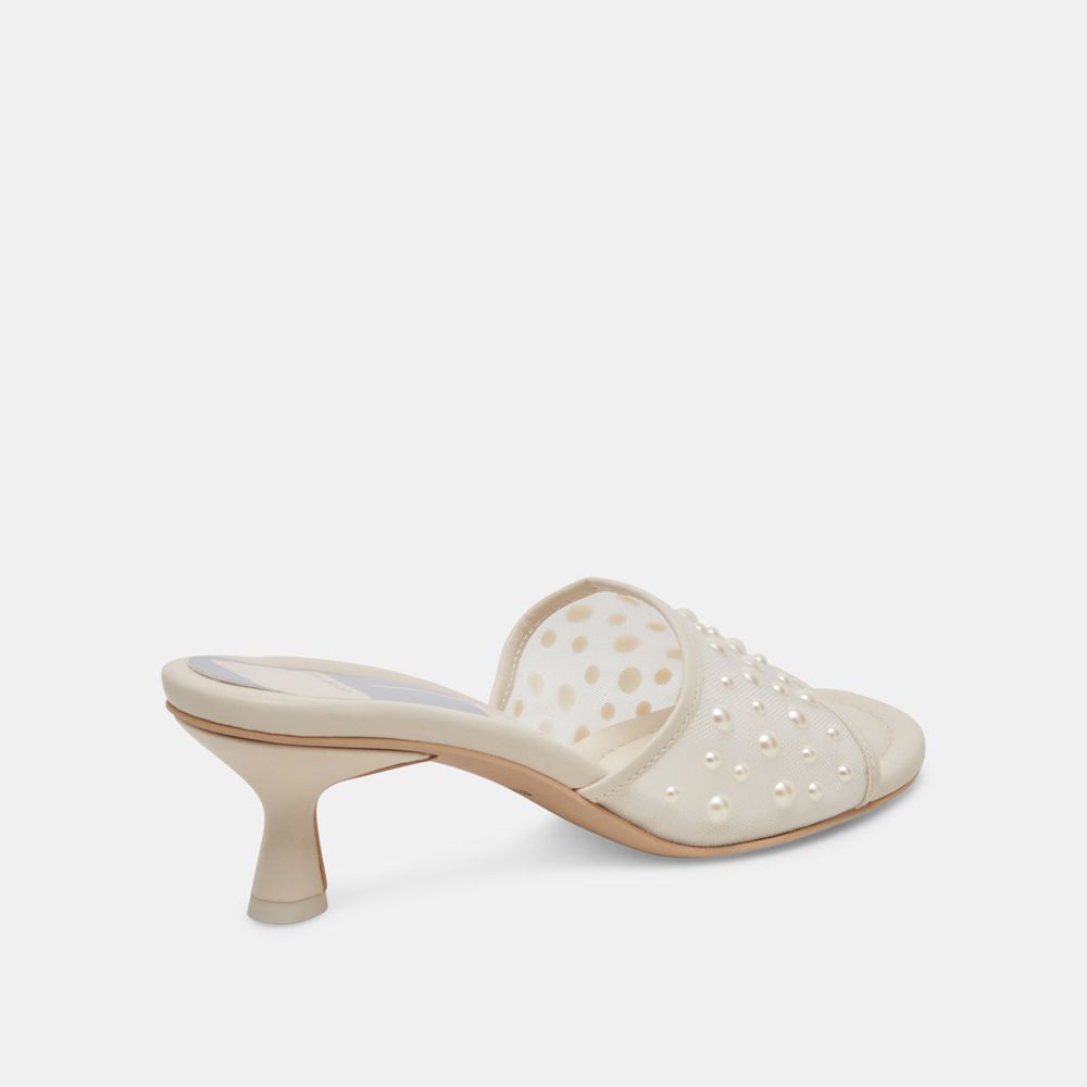 Dolce Vita Meeza Pearl Mesh Women Heels Cream | US-497613NDP