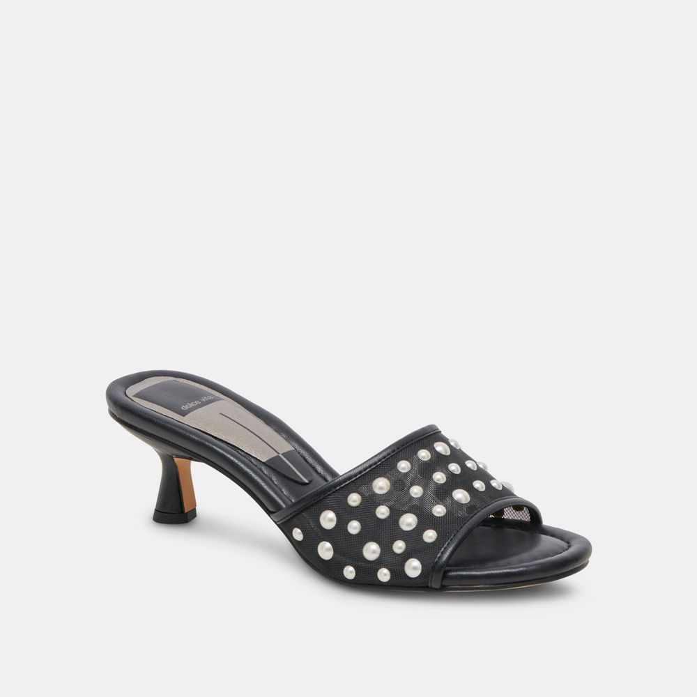 Dolce Vita Meeza Pearl Mesh Women Heels Black | US-438016ZRW