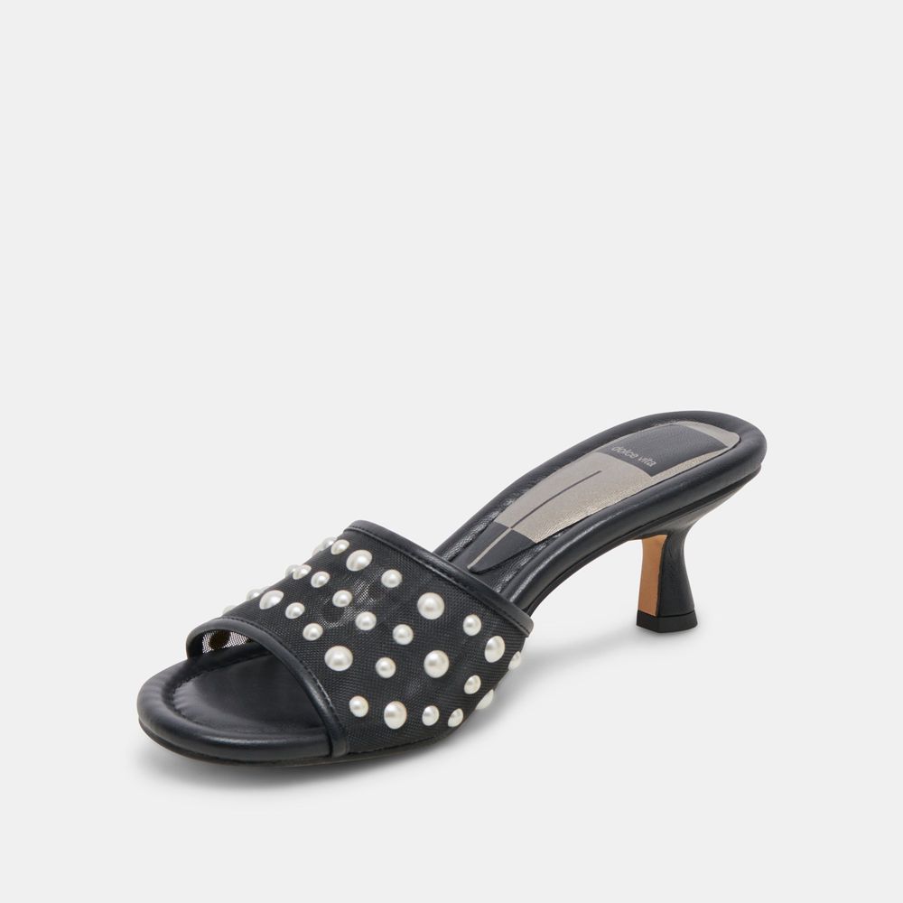 Dolce Vita Meeza Pearl Mesh Women Heels Black | US-438016ZRW