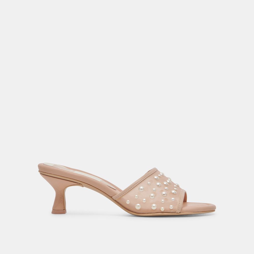 Dolce Vita Meeza Pearl Mesh Women Heels Beige | US-435107EFW