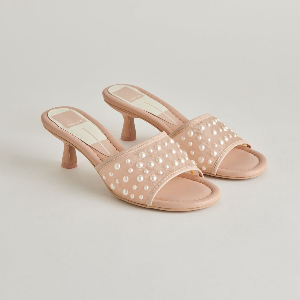 Dolce Vita Meeza Pearl Mesh Women Heels Beige | US-435107EFW