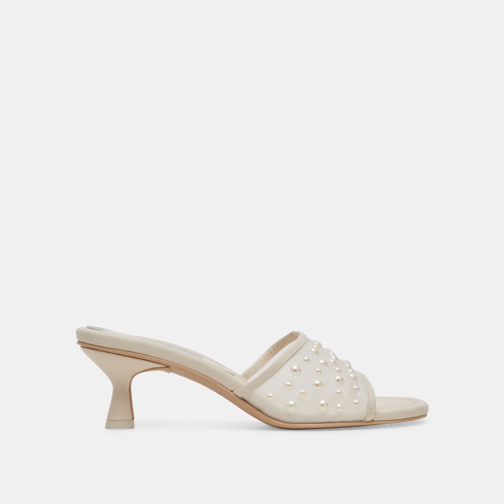 Dolce Vita Meeza Pearl Women Heels Sandals Cream | US-209837MGX