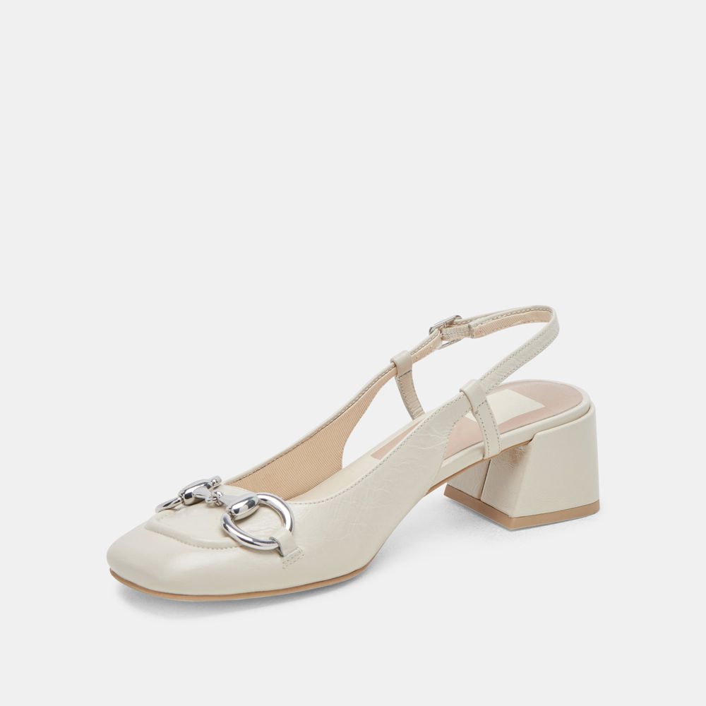 Dolce Vita Melli Crinkle Patent Women Heels Cream | US-731509AOX