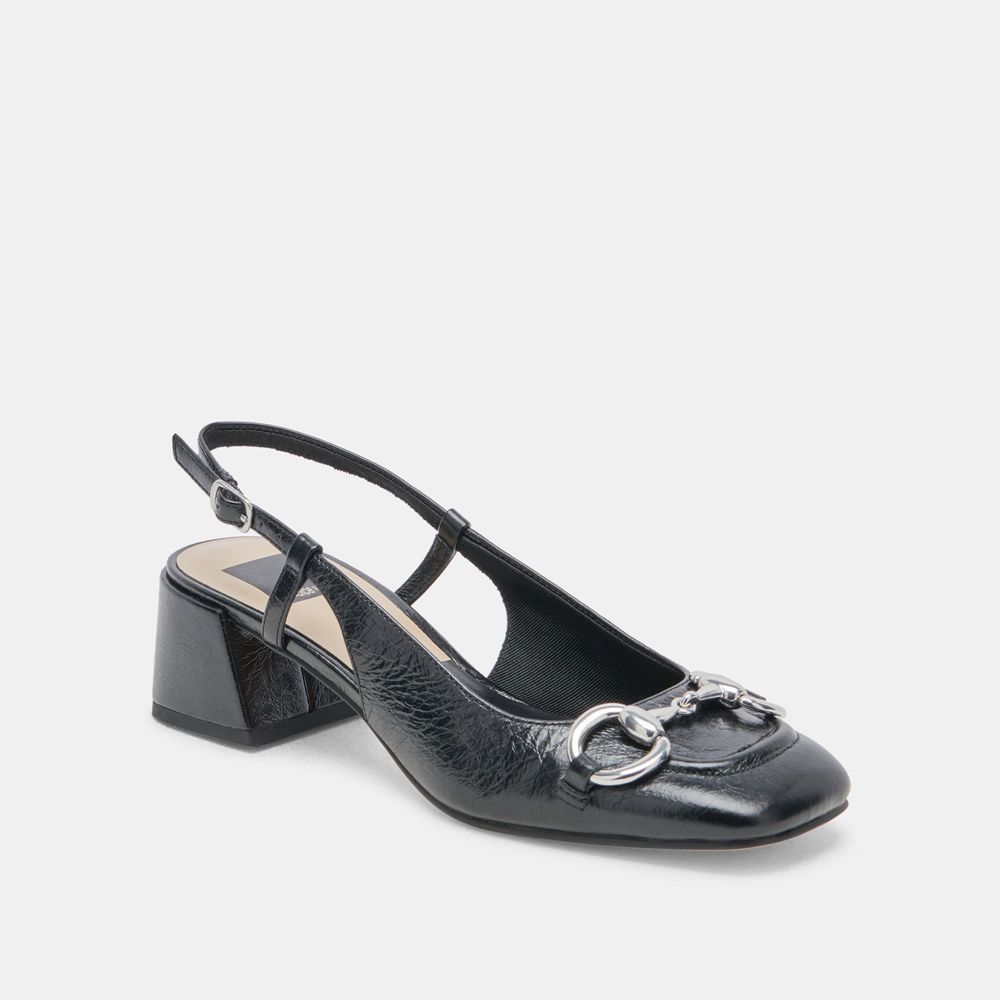 Dolce Vita Melli Crinkle Patent Women Heels Black | US-407516NWL