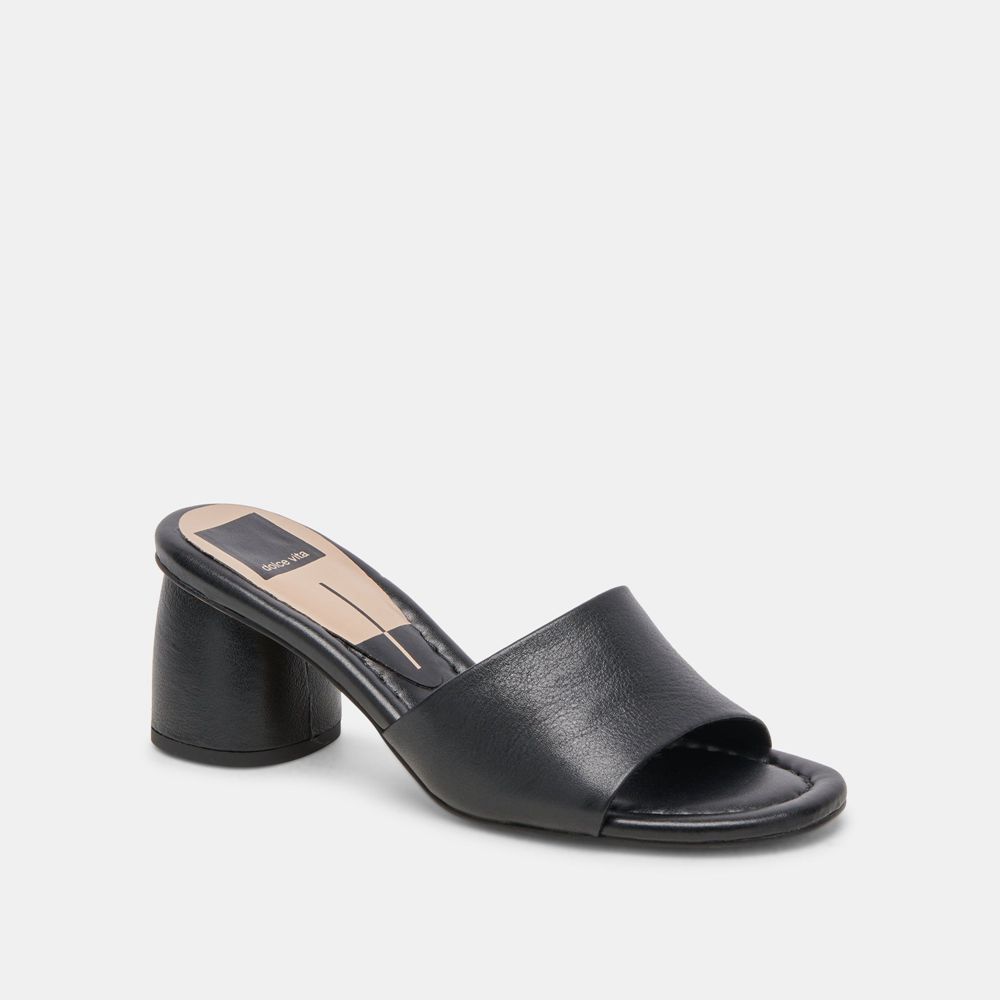 Dolce Vita Minny Dress Leather Women Heels Black | US-157823WEQ