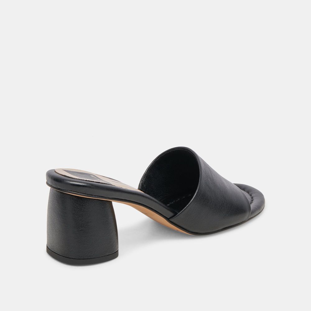 Dolce Vita Minny Dress Leather Women Heels Black | US-157823WEQ