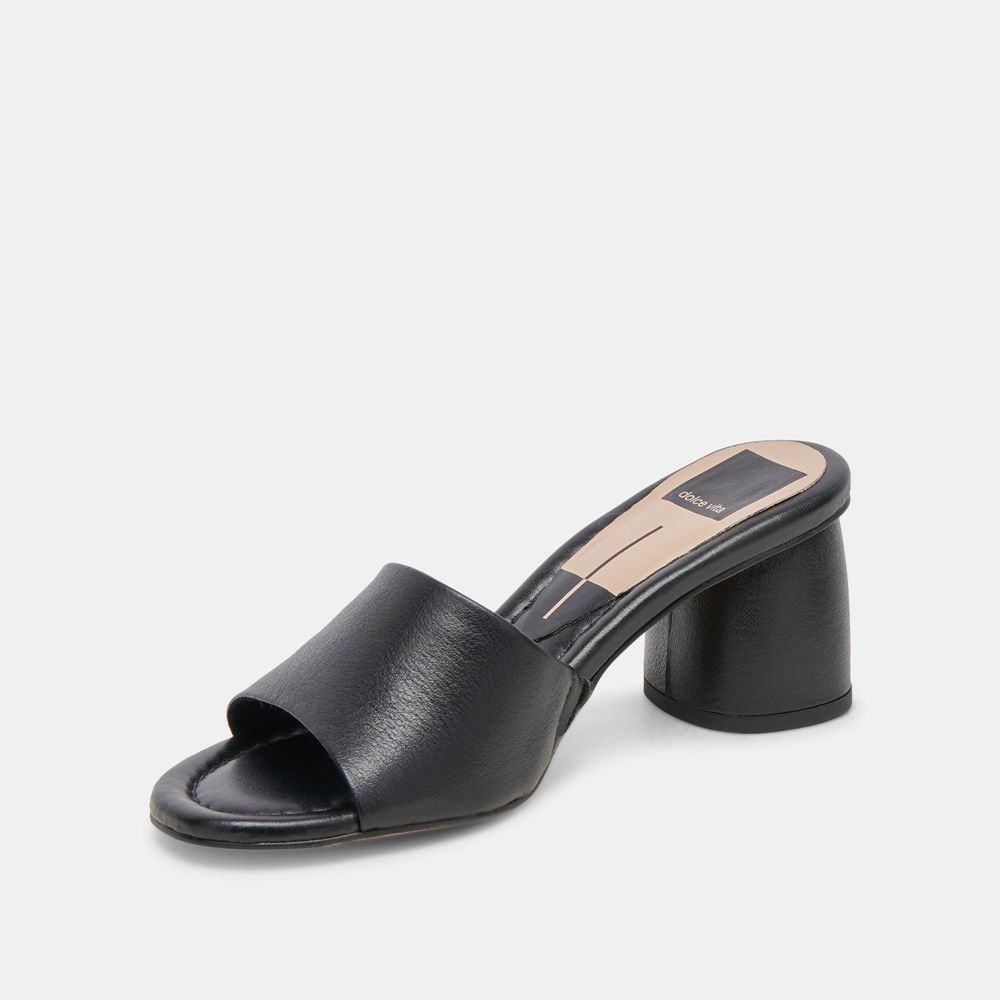 Dolce Vita Minny Dress Leather Women Heels Black | US-157823WEQ