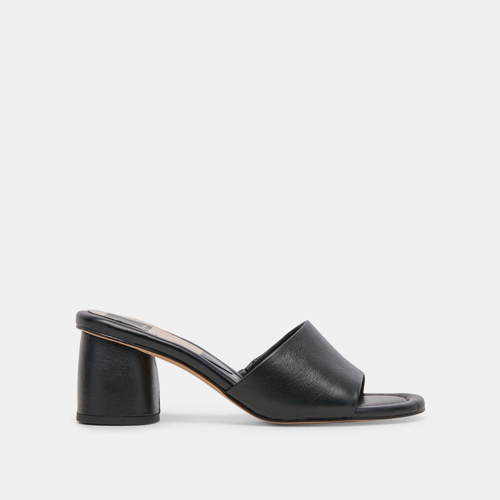 Dolce Vita Minny Dress Leather Women Heels Black | US-157823WEQ