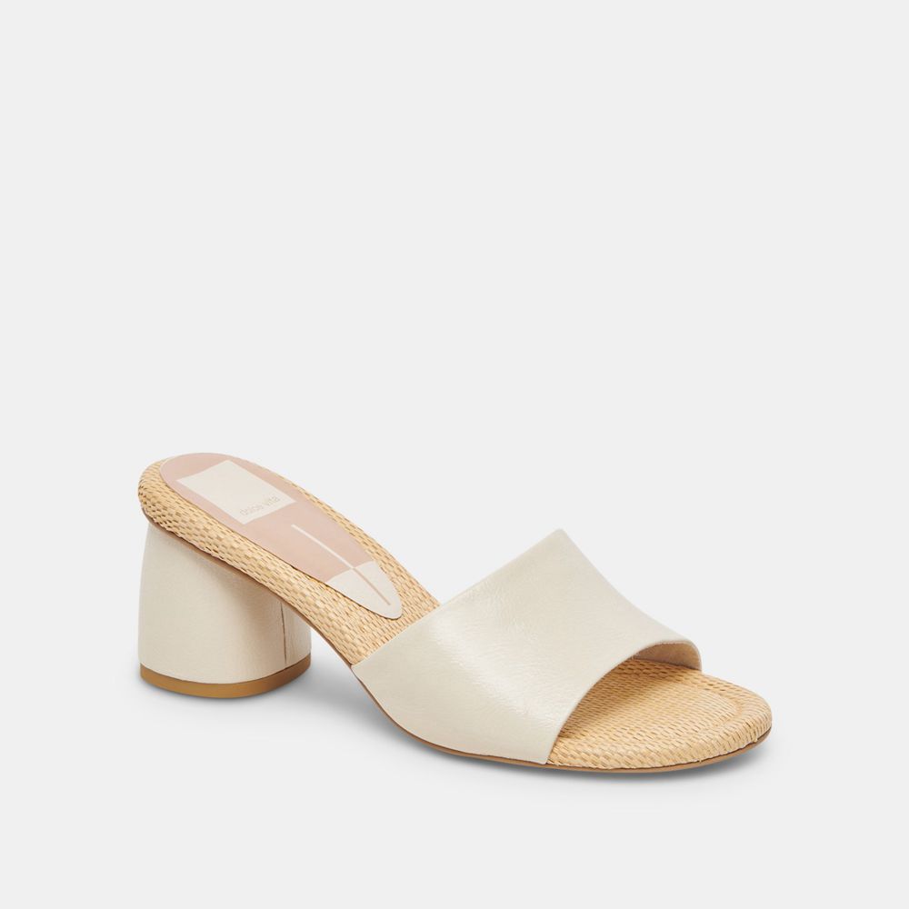 Dolce Vita Minny Raffia Leather Women Heels Cream | US-509742IGP