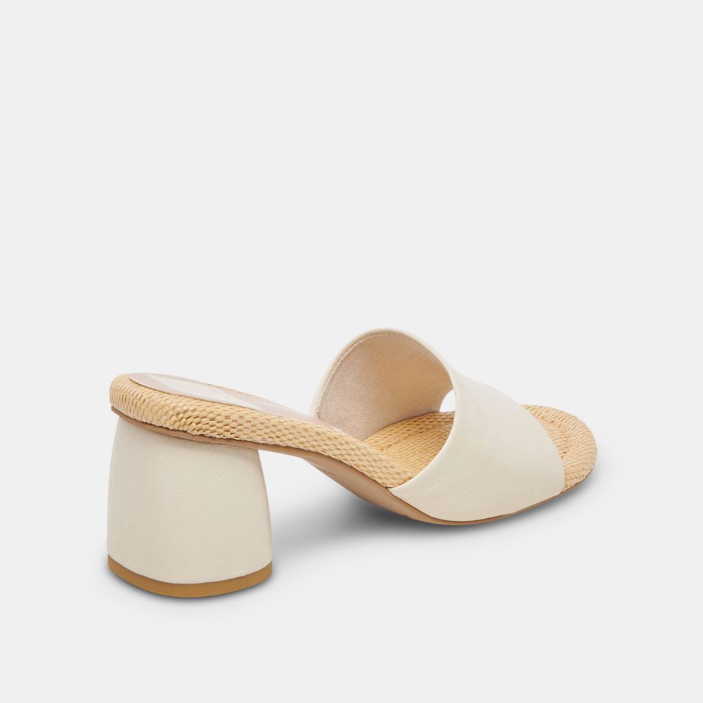 Dolce Vita Minny Raffia Leather Women Heels Cream | US-509742IGP