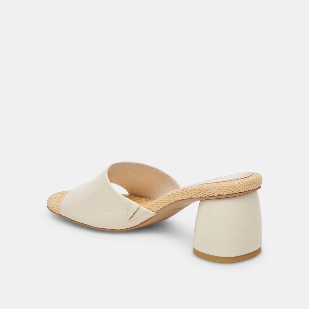 Dolce Vita Minny Raffia Leather Women Heels Cream | US-509742IGP