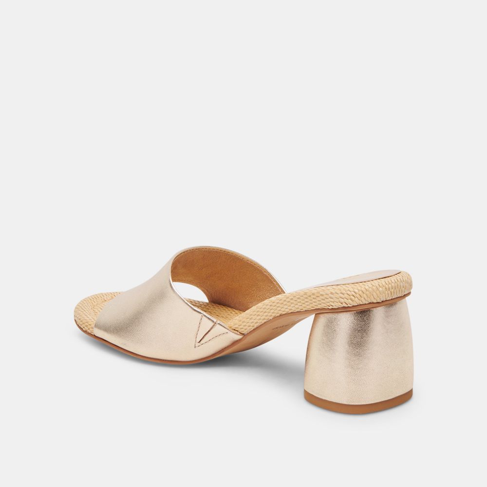 Dolce Vita Minny Raffia Leather Women Heels Sandals Rose Gold | US-350728SHM