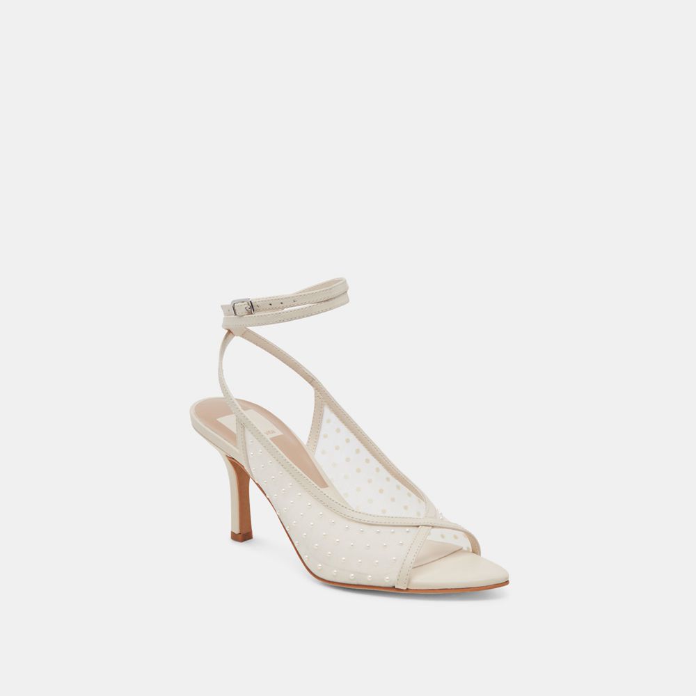 Dolce Vita Missy Pearl Mesh Women Heels Cream | US-805432VED