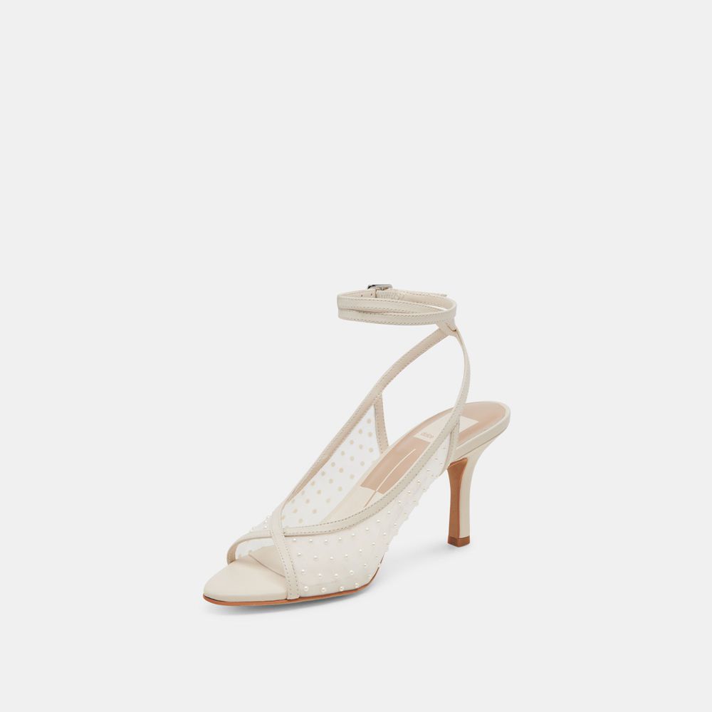 Dolce Vita Missy Pearl Mesh Women Heels Cream | US-805432VED