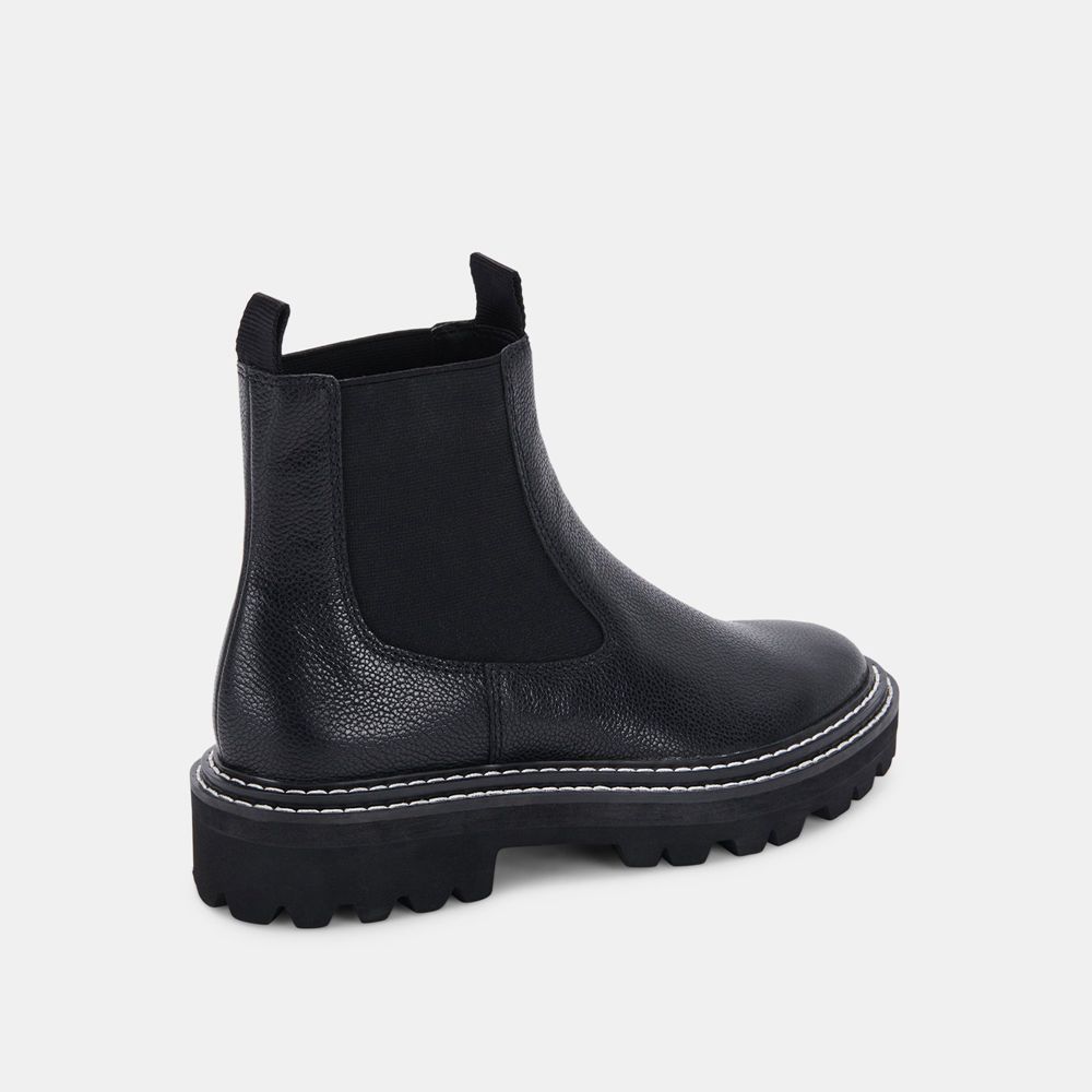 Dolce Vita Moana H2O Leather Women Chelsea Boots Black | US-867923ZMP