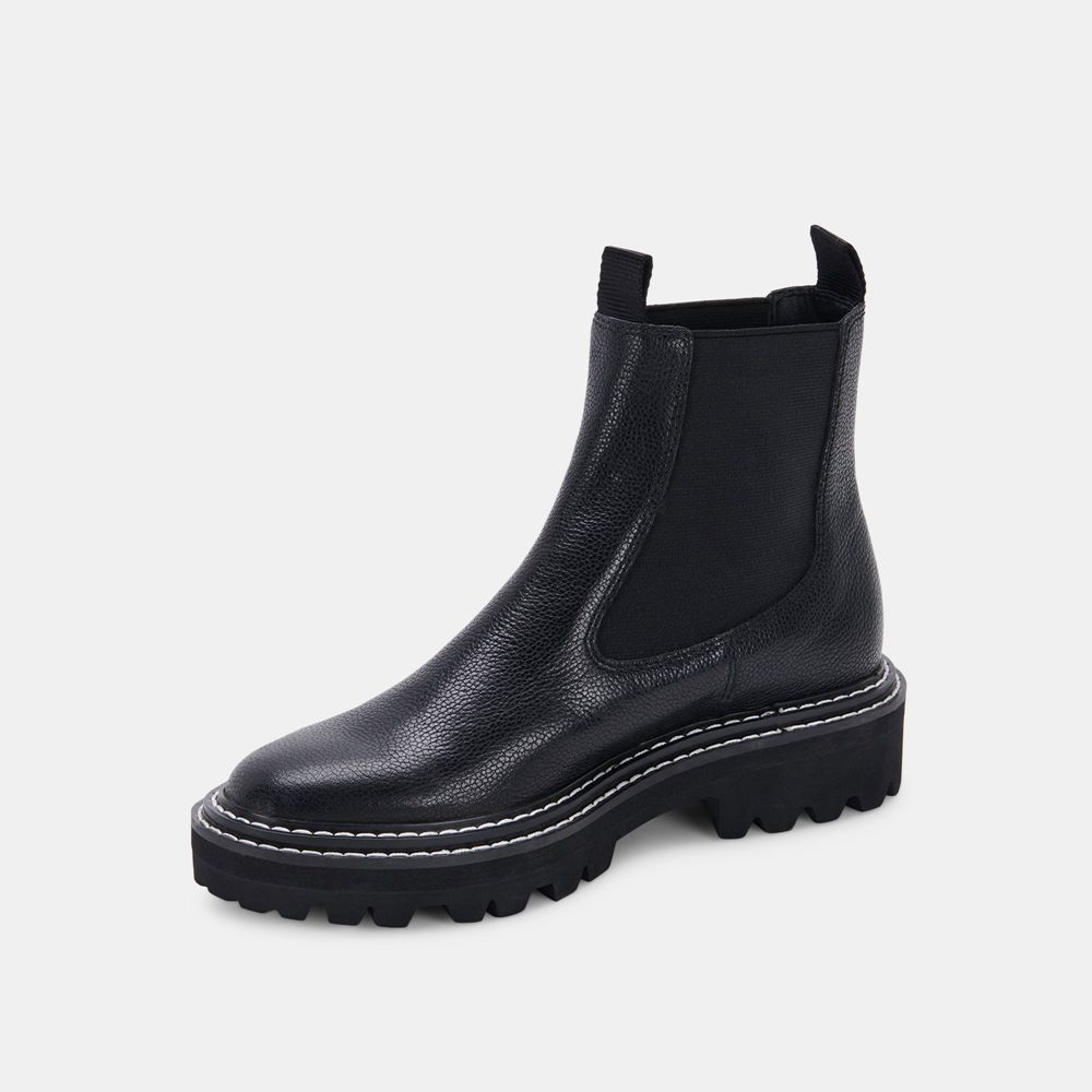 Dolce Vita Moana H2O Leather Women Chelsea Boots Black | US-867923ZMP