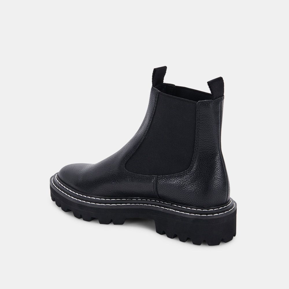 Dolce Vita Moana H2O Leather Women Chelsea Boots Black | US-867923ZMP