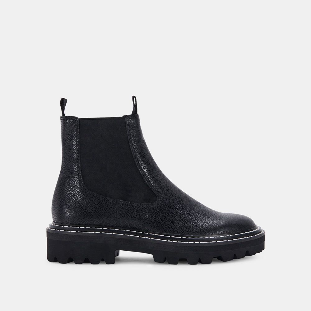 Dolce Vita Moana H2O Leather Women Chelsea Boots Black | US-867923ZMP