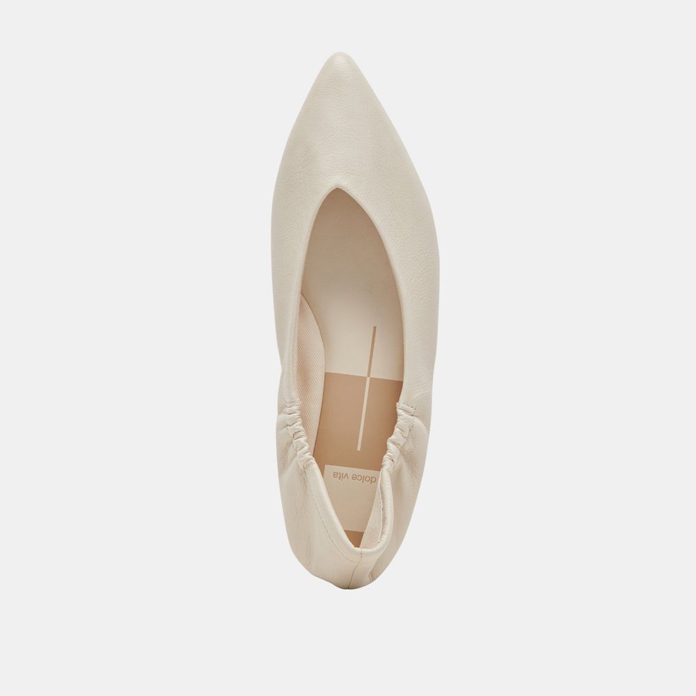 Dolce Vita Nadav Leather Women Ballet Flats Cream | US-183945VMZ