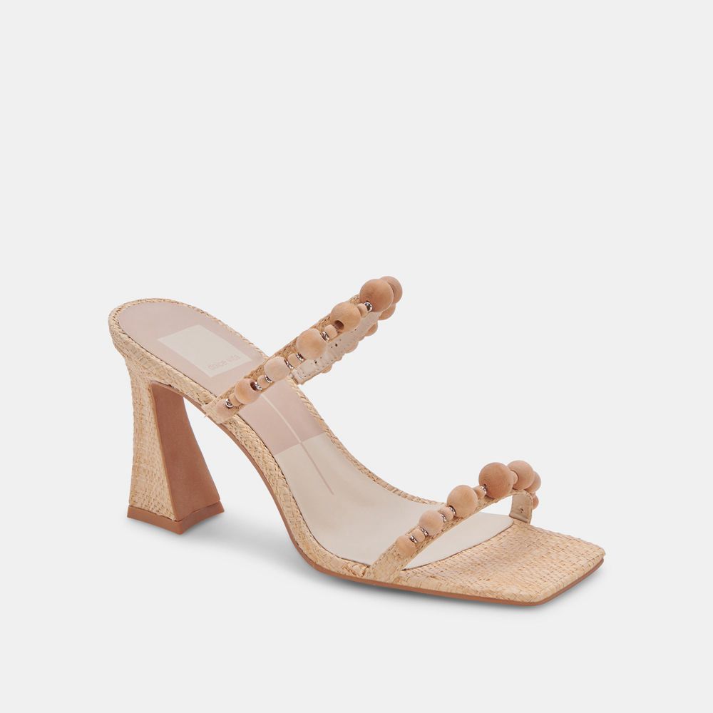 Dolce Vita Naja Raffia Women Heels Brown | US-025169ZLH