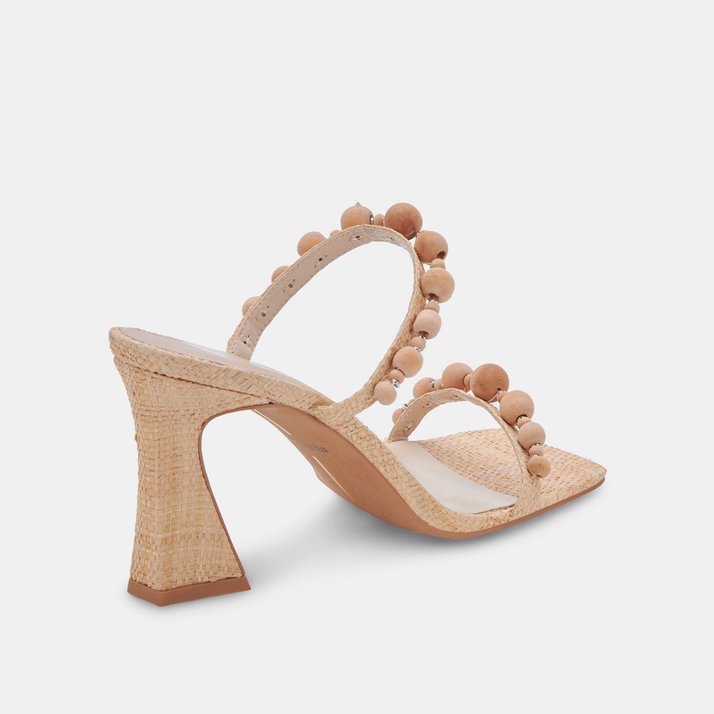 Dolce Vita Naja Raffia Women Heels Brown | US-025169ZLH