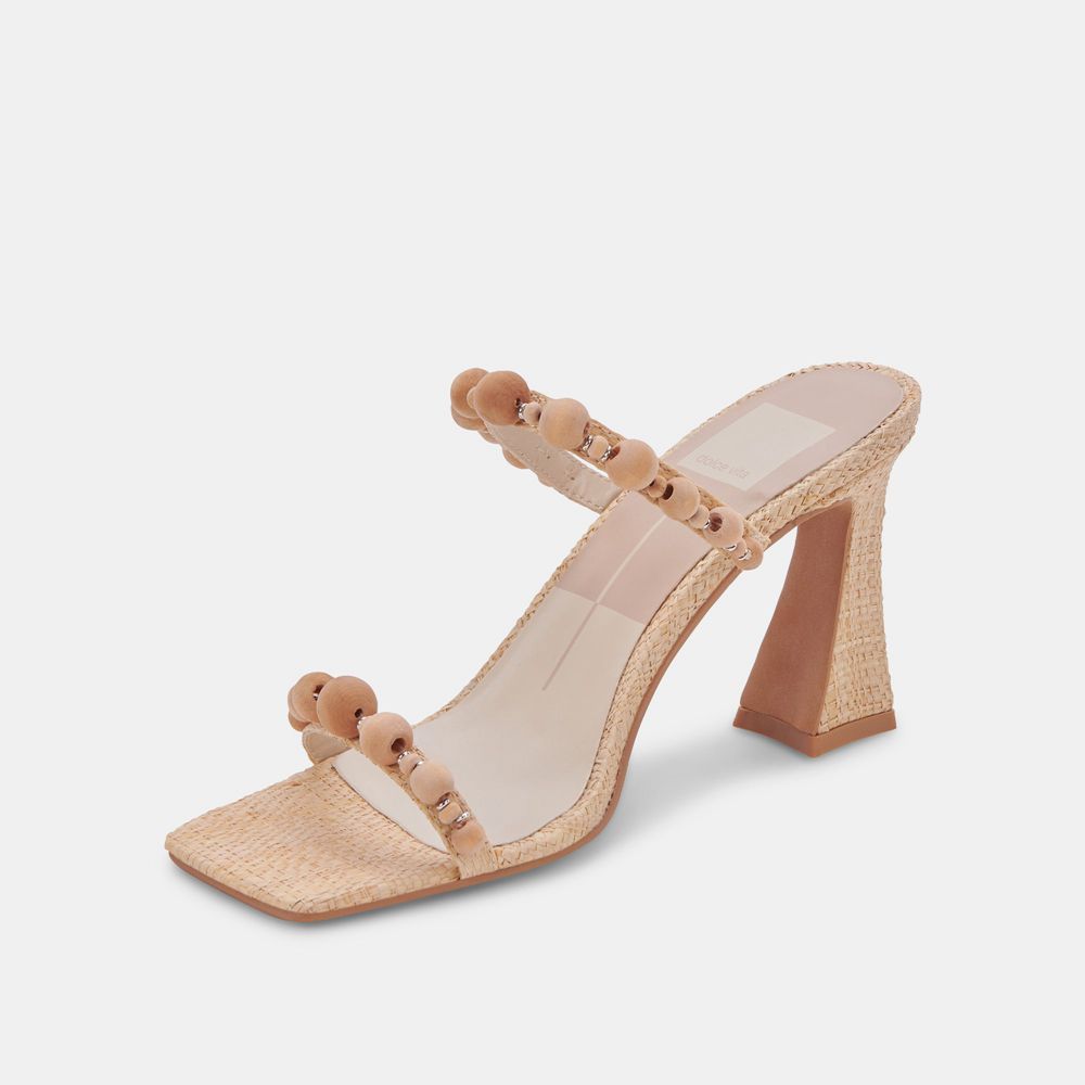 Dolce Vita Naja Raffia Women Heels Brown | US-025169ZLH