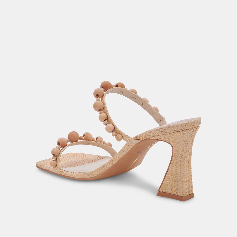 Dolce Vita Naja Raffia Women Heels Brown | US-025169ZLH