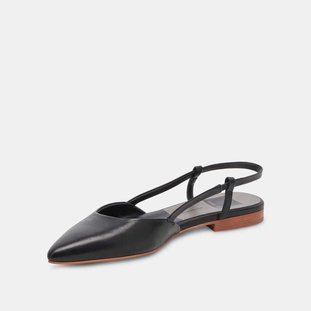 Dolce Vita Narah Leather Women Flats Black | US-198735JLZ