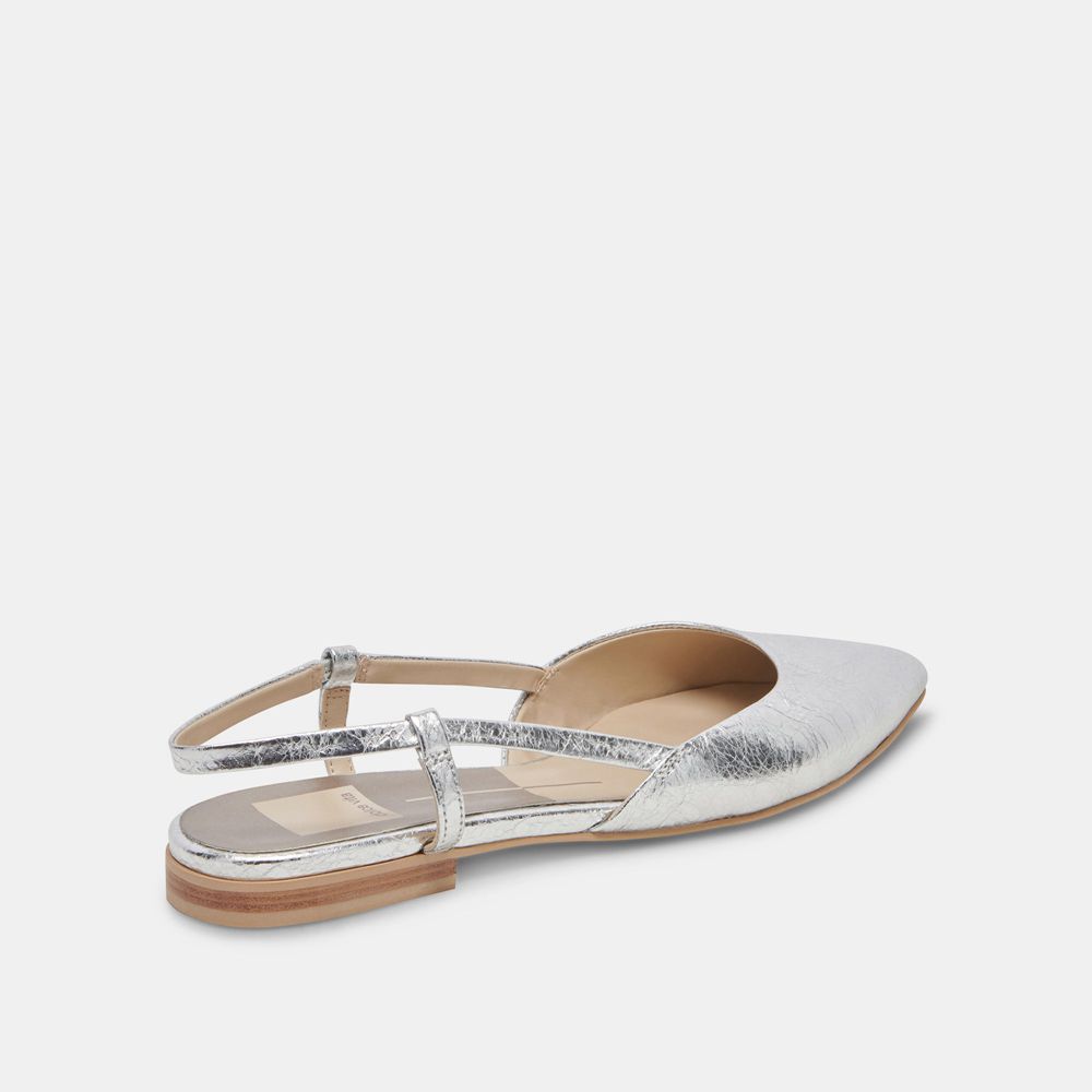 Dolce Vita Narah Leather Women Flats Silver | US-238915QUY