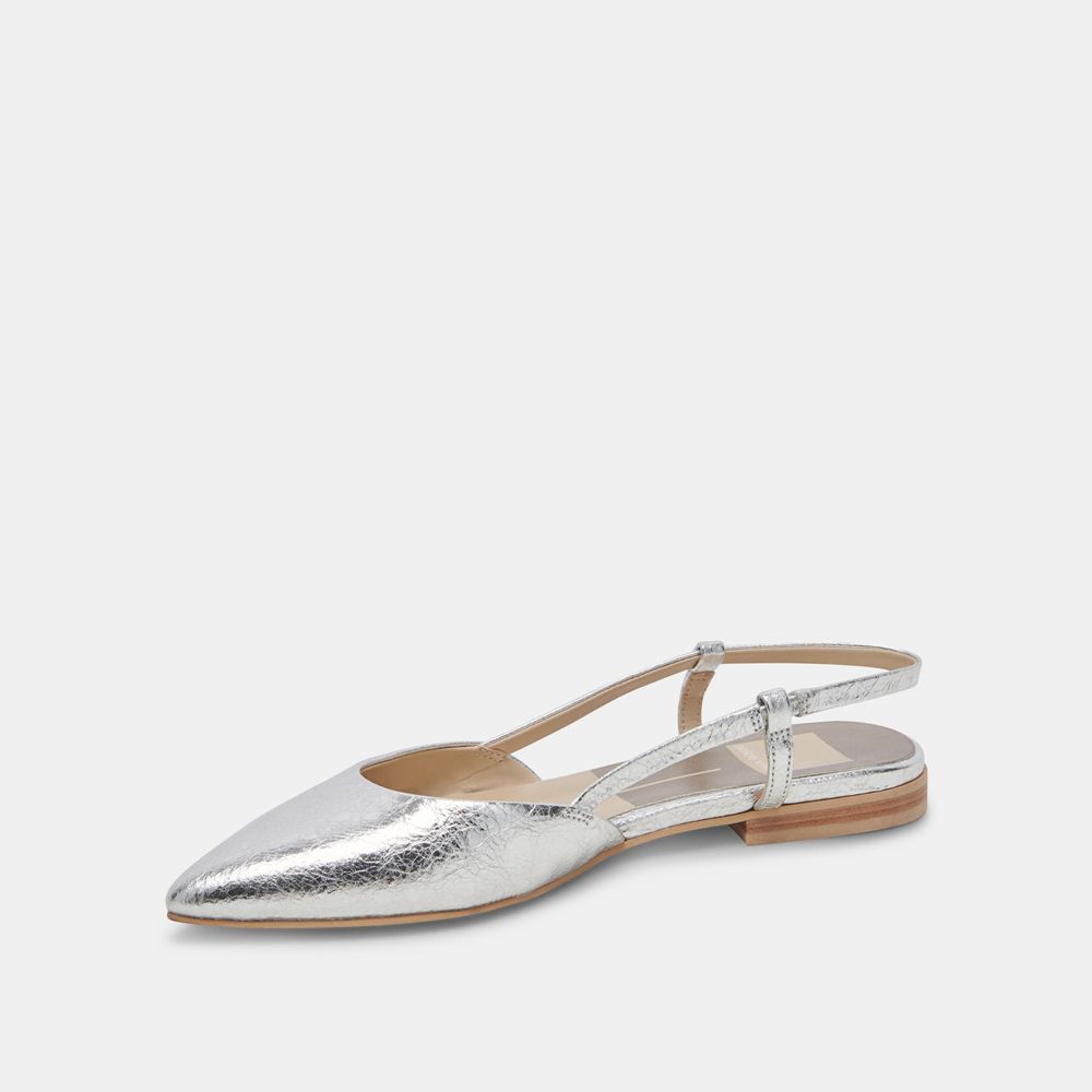 Dolce Vita Narah Leather Women Flats Silver | US-238915QUY