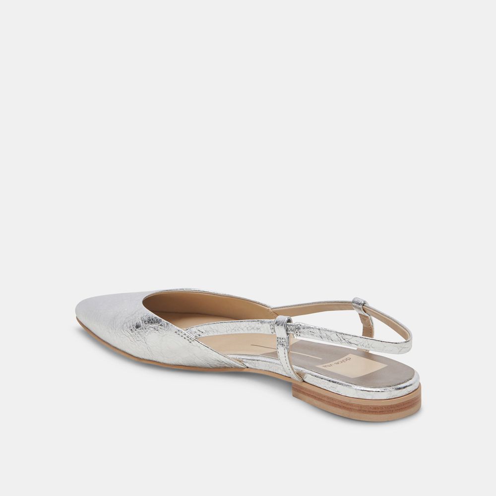 Dolce Vita Narah Leather Women Flats Silver | US-238915QUY