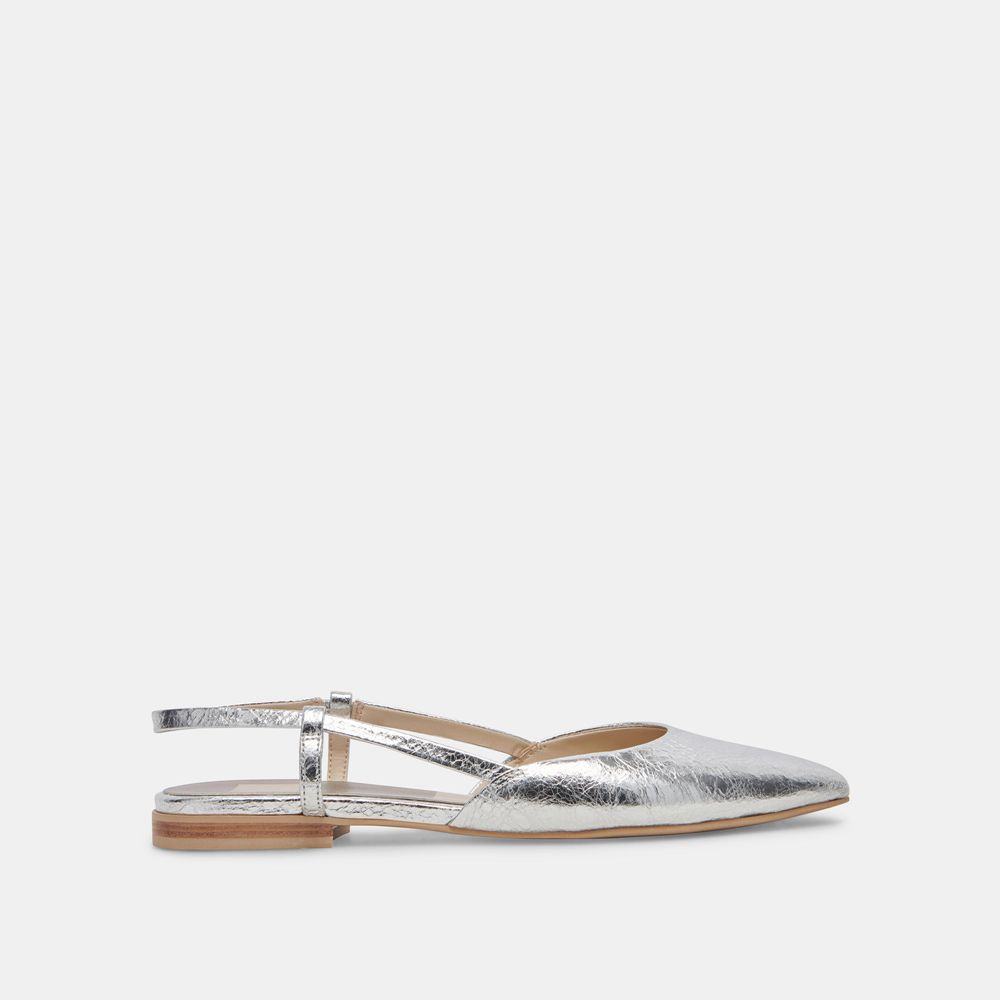 Dolce Vita Narah Leather Women Flats Silver | US-238915QUY