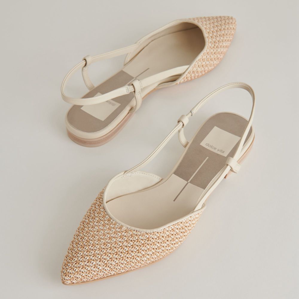 Dolce Vita Narah Raffia Women Flats Beige | US-064529CJV