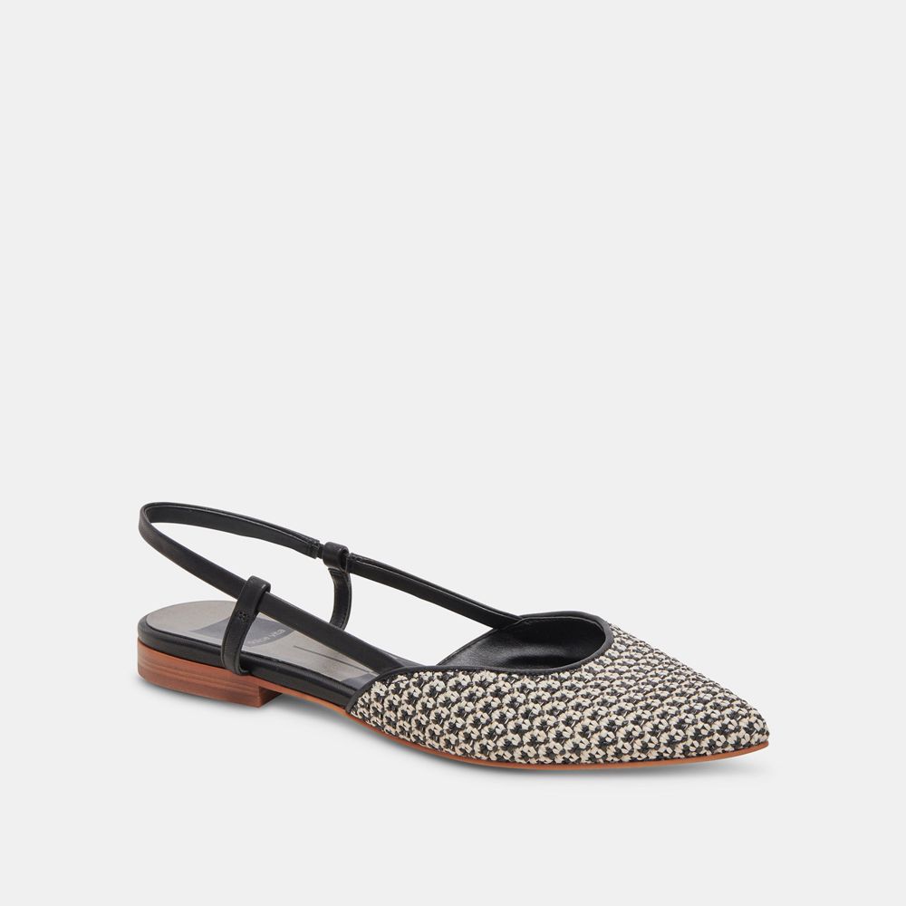 Dolce Vita Narah Raffia Women Flats Black | US-794581ACH