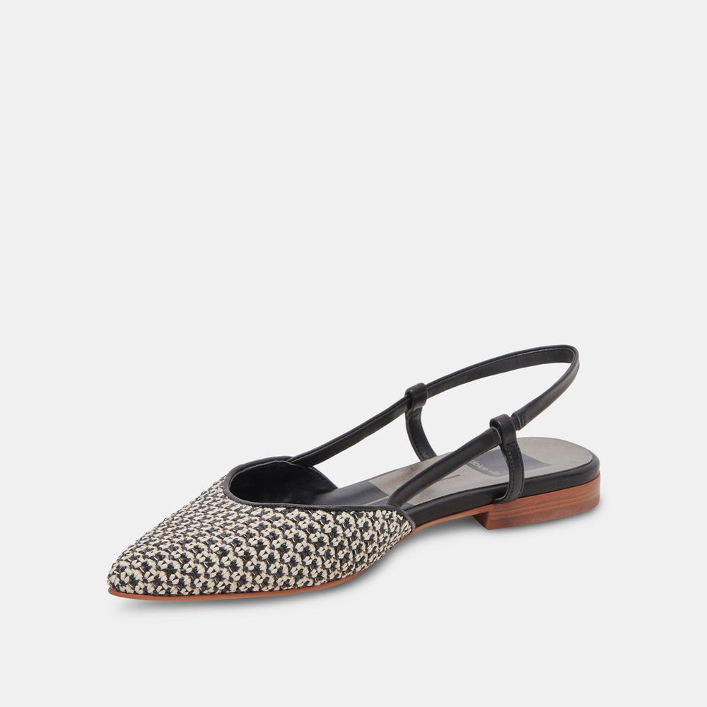 Dolce Vita Narah Raffia Women Flats Black | US-794581ACH